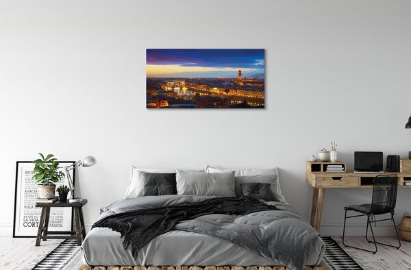 Foto quadro su tela Italia Panorama Night Bridges 100x50 cm