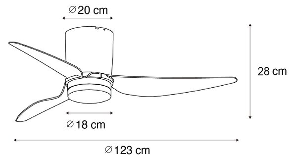 Ventilatore a soffitto nero con LED incluso e telecomando - Patty