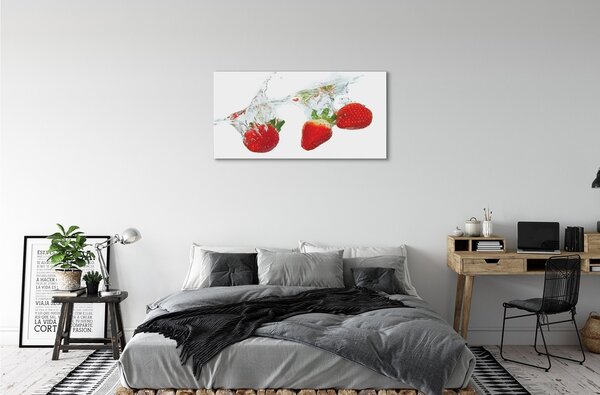 Quadro su tela Sfondo bianco d'acqua alla fragola 100x50 cm