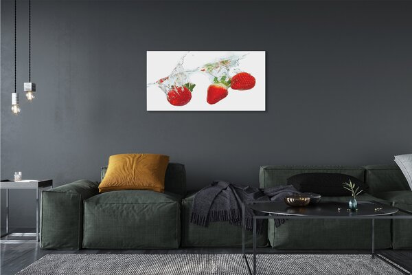 Quadro su tela Sfondo bianco d'acqua alla fragola 100x50 cm