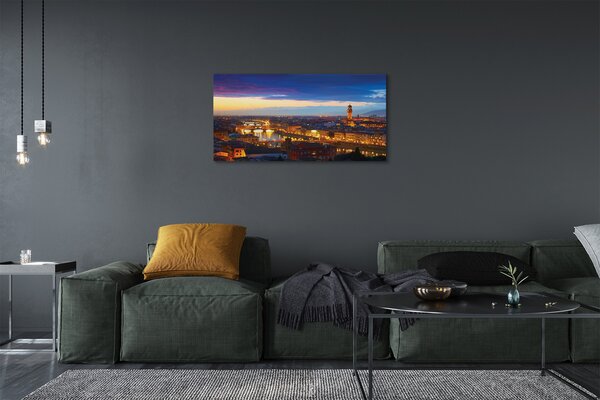 Foto quadro su tela Italia Panorama Night Bridges 100x50 cm