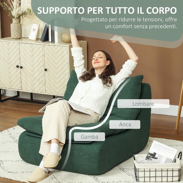 DecHome Poltrona Moderna in Velluto Dimensioni 82x103x75 colore Verde