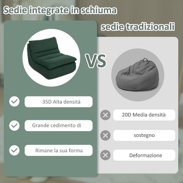 DecHome Poltrona Moderna in Velluto Dimensioni 82x103x75 colore Verde