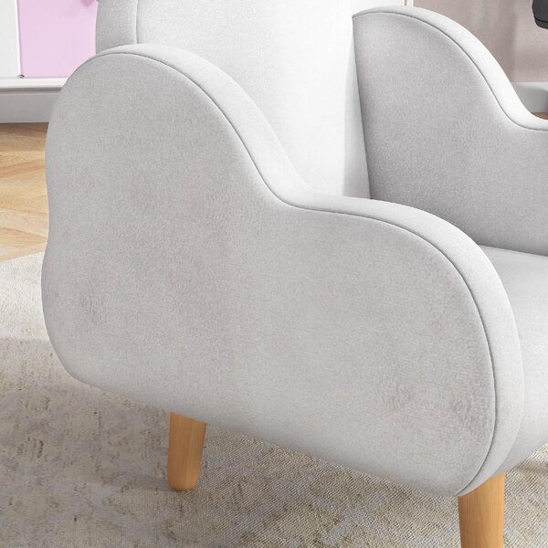 DecHome Poltrona per Bambini in Stile Scandinavo con Braccioli a Nuvola in Tessuto 46x51x55 cm colore Bianco