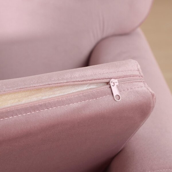 DecHome Poltrona per Bambini in Tessuto Effetto Velluto Rosa con Schienale a Corona, 50.2x41.9x57.8 cm
