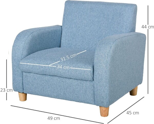 DecHome Poltrona per Bambini in Tessuto per Cameretta con Imbottitura Max. 65 kg 49x45x44 cm colore Blu