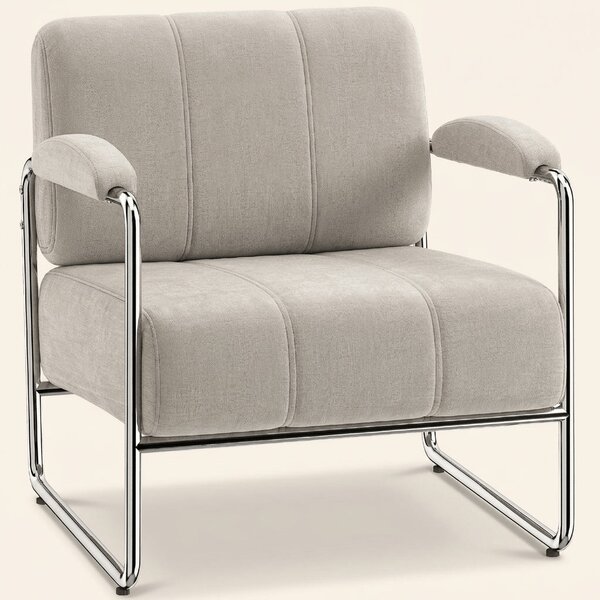 DecHome Poltrona Stile Contemporaneo in Ciniglia Morbida Dimensioni 76x75x76 cm colore Beige