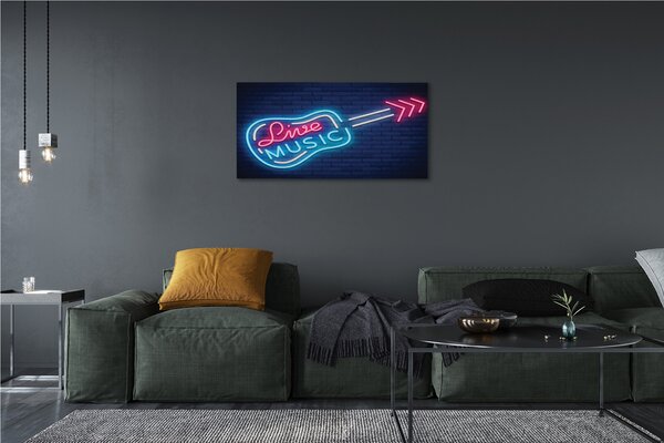 Quadro su tela Iscrizione per chitarra neon 100x50 cm