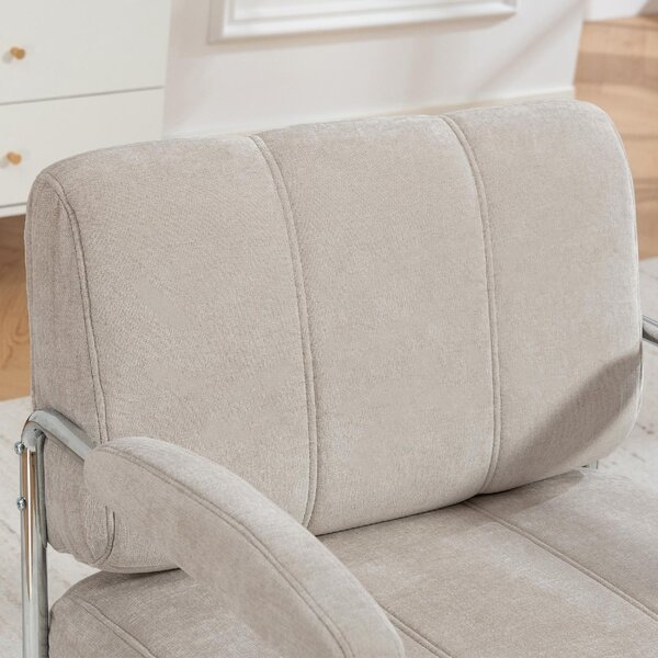 DecHome Poltrona Stile Contemporaneo in Ciniglia Morbida Dimensioni 76x75x76 cm colore Beige
