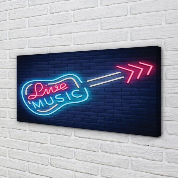 Quadro su tela Iscrizione per chitarra neon 100x50 cm
