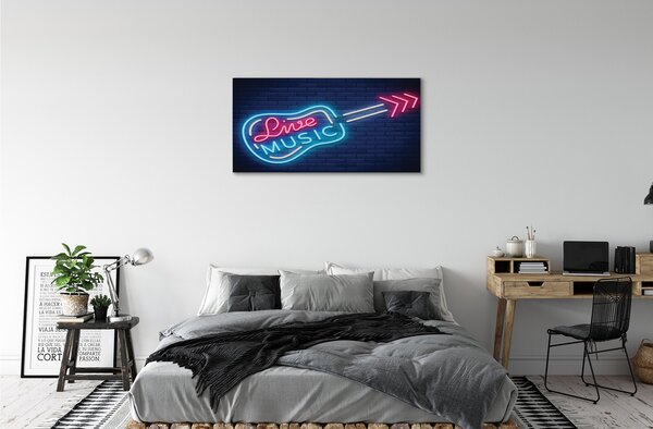 Quadro su tela Iscrizione per chitarra neon 100x50 cm