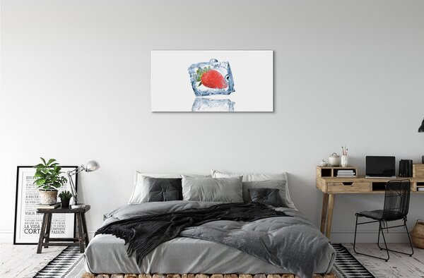 Quadro stampa su tela Cube di ghiaccio alla fragola 100x50 cm