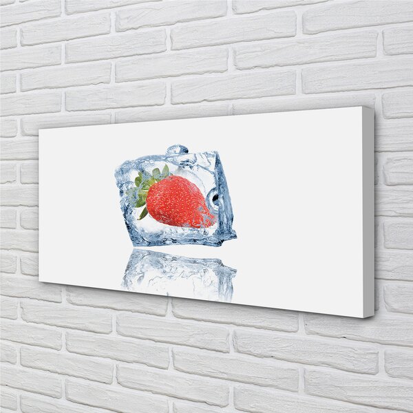 Quadro stampa su tela Cube di ghiaccio alla fragola 100x50 cm