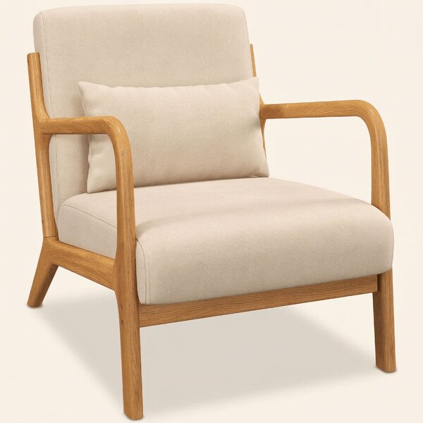 DecHome Poltrona Stile Nordico in Velluto Dimensioni 61x78x76 cm colore Beige