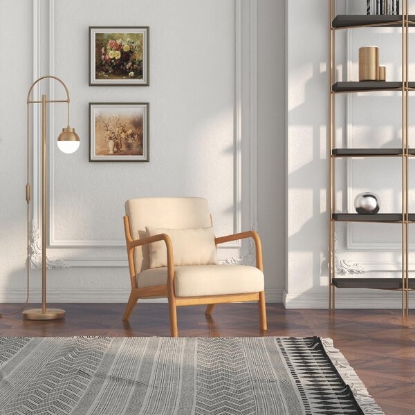 DecHome Poltrona Stile Nordico in Velluto Dimensioni 61x78x76 cm colore Beige