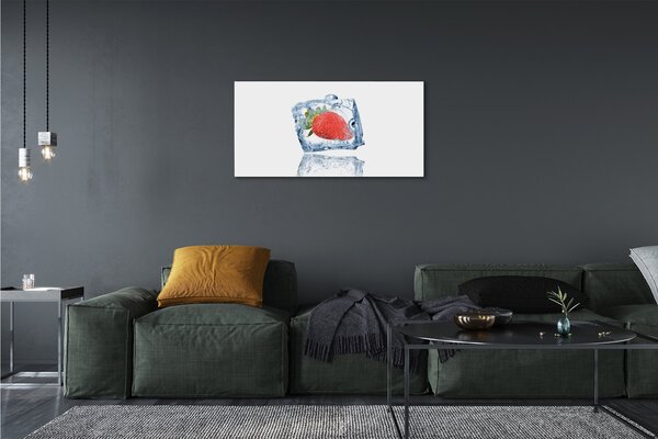 Quadro stampa su tela Cube di ghiaccio alla fragola 100x50 cm