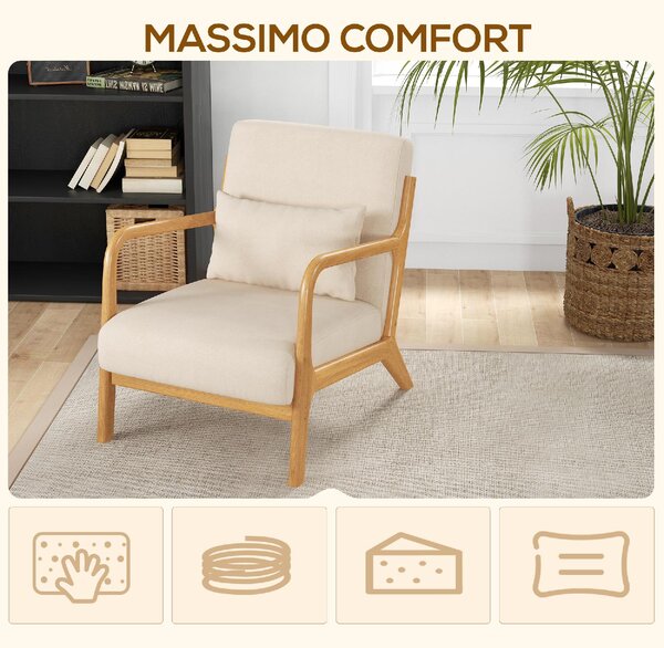 DecHome Poltrona Stile Nordico in Velluto Dimensioni 61x78x76 cm colore Beige