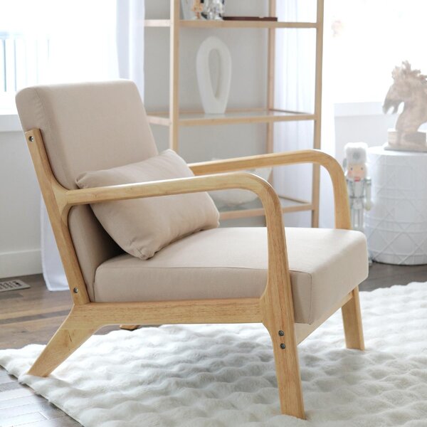 DecHome Poltrona Stile Nordico in Velluto Dimensioni 61x78x76 cm colore Beige