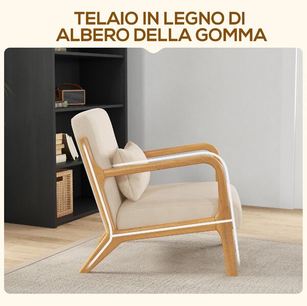 DecHome Poltrona Stile Nordico in Velluto Dimensioni 61x78x76 cm colore Beige
