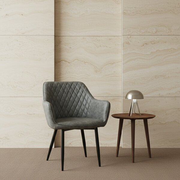 DecHome Poltrona Stile Scandinavo in Ecopelle Dimensioni 48x62x83 colore Grigio - Sunlit