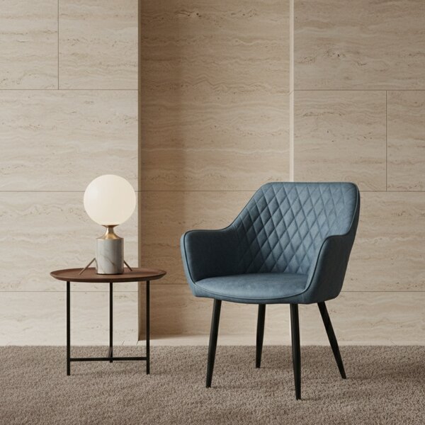 DecHome Poltrona Stile Scandinavo in Ecopelle Dimensioni 48x62x83 colore Blu - Sunlit