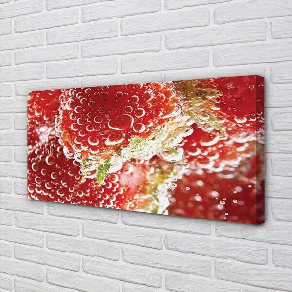 Quadro su tela Fragole bagnate 100x50 cm
