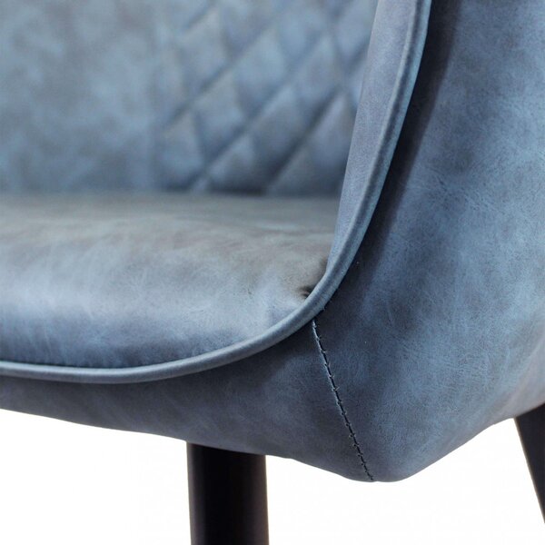 DecHome Poltrona Stile Scandinavo in Ecopelle Dimensioni 48x62x83 colore Blu - Sunlit
