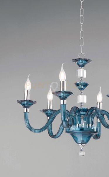 Lampadario gala 8 luci attacco e14 ottanio e cromo d.82cm