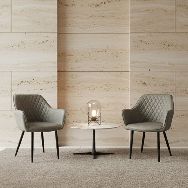 DecHome Poltrona Stile Scandinavo in Ecopelle Dimensioni 48x62x83 colore Tortora - Sunlit