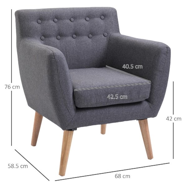 DecHome Poltrona Stile Scandinavo in Tessuto Dimensioni 68x58,5x76 colore Grigio Chiaro
