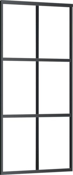 Porta Scorrevole in Vetro ESG e Alluminio 90x205 cm Nera