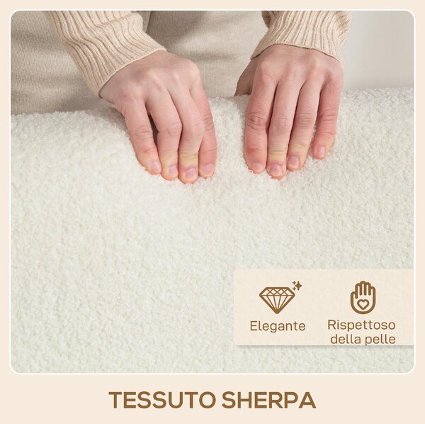 DecHome Poltrona Stile Scandinavo in Tessuto effetto Teddy Dimensioni 74,5x76x78 colore Crema