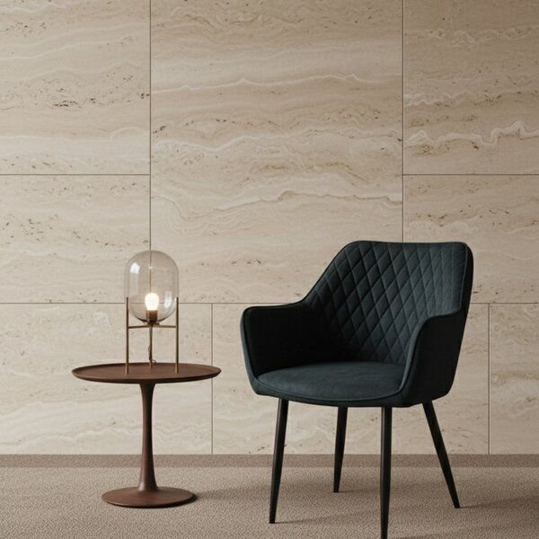 DecHome Poltrona Stile Scandinavo in Velluto Dimensioni 48x62x83 colore Nero - Charles
