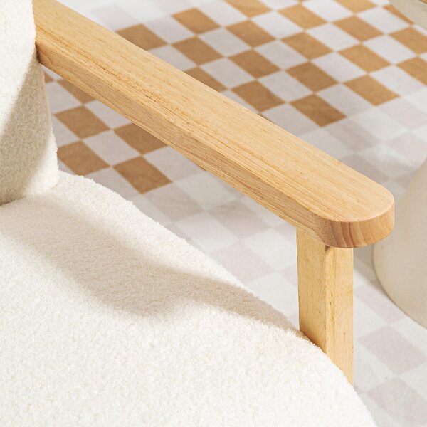 DecHome Poltrona Stile Scandinavo in Tessuto effetto Teddy Dimensioni 74,5x76x78 colore Crema
