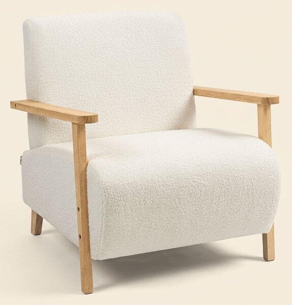 DecHome Poltrona Stile Scandinavo in Tessuto effetto Teddy Dimensioni 74,5x76x78 colore Crema