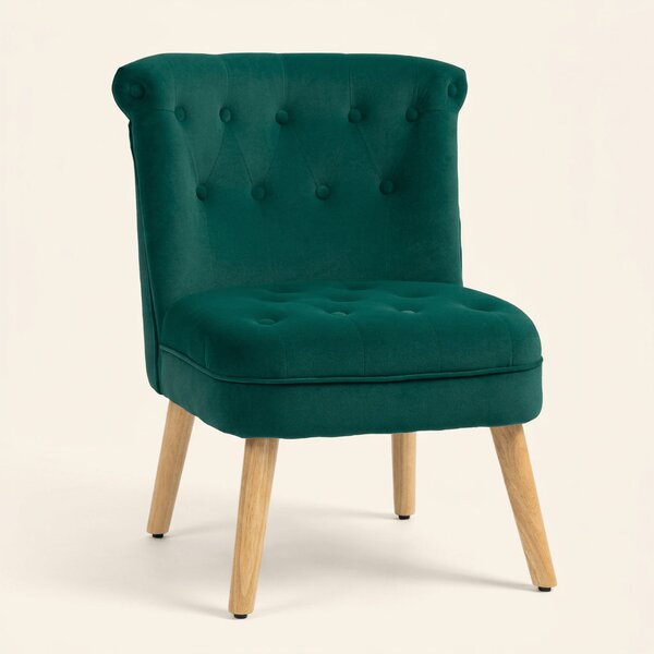 DecHome Poltrona Stile Scandinavo in Velluto Dimensioni 60x66x79 colore Verde