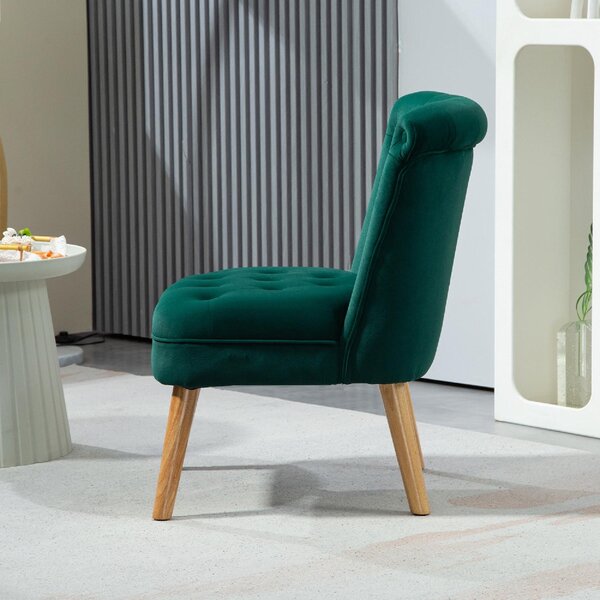 DecHome Poltrona Stile Scandinavo in Velluto Dimensioni 60x66x79 colore Verde