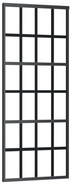 Porta Scorrevole in Vetro ESG e Alluminio 76x205 cm Nera