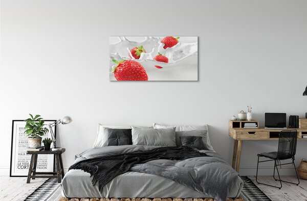 Quadro su tela Fragole latte 100x50 cm