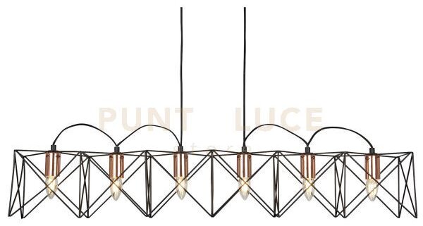 Anthea 6lt pendant - metallo nero e rame