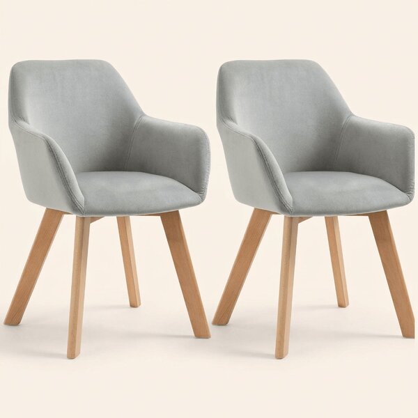 DecHome Poltrona Stile Scandinavo in Velluto Dimensioni 54x57x80 Set 2 Poltrone colore Grigio