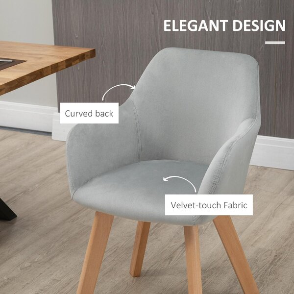 DecHome Poltrona Stile Scandinavo in Velluto Dimensioni 54x57x80 Set 2 Poltrone colore Grigio