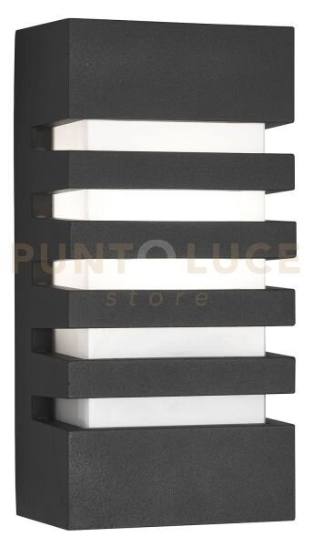 Applique da parete per esterni exeter - metallo grigio scuro e poli