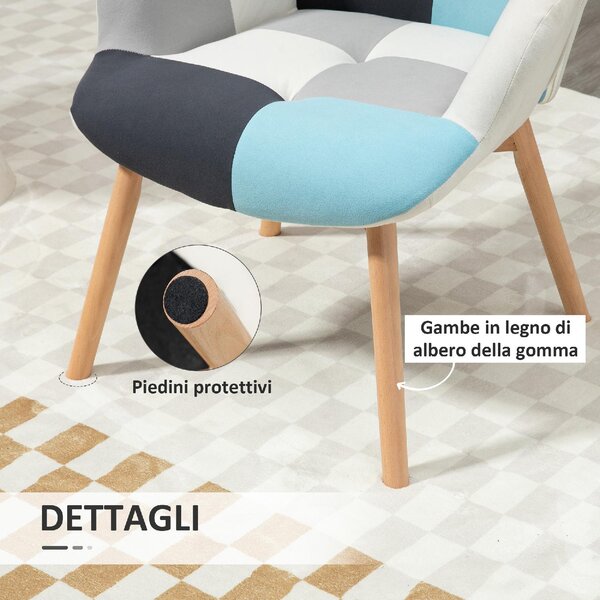 DecHome Poltrona Stile Scandinavo in Velluto Dimensioni 66x76x98 colore Multicolore