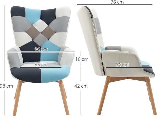 DecHome Poltrona Stile Scandinavo in Velluto Dimensioni 66x76x98 colore Multicolore