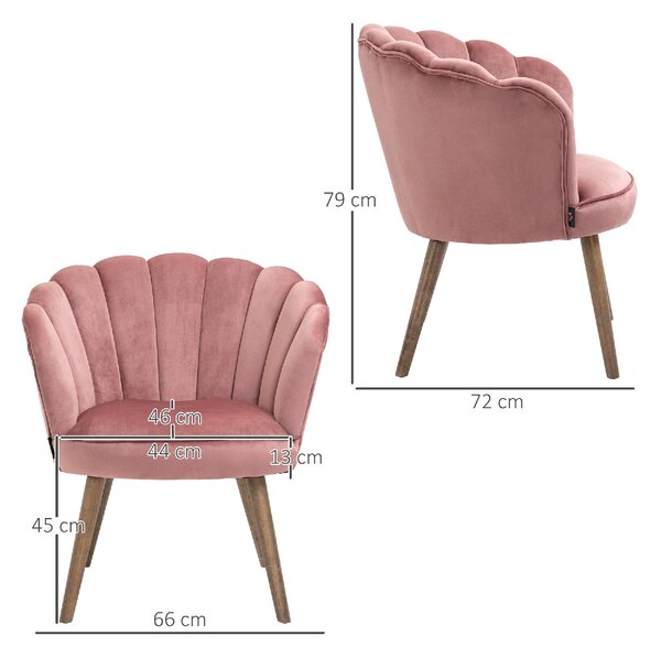 DecHome Poltrona Stile Scandinavo in Velluto Dimensioni 66x72x79 colore Rosa