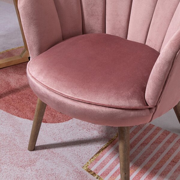 DecHome Poltrona Stile Scandinavo in Velluto Dimensioni 66x72x79 colore Rosa