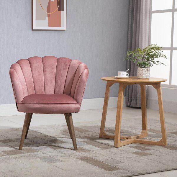 DecHome Poltrona Stile Scandinavo in Velluto Dimensioni 66x72x79 colore Rosa