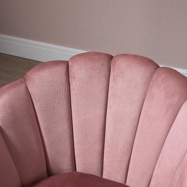 DecHome Poltrona Stile Scandinavo in Velluto Dimensioni 66x72x79 colore Rosa