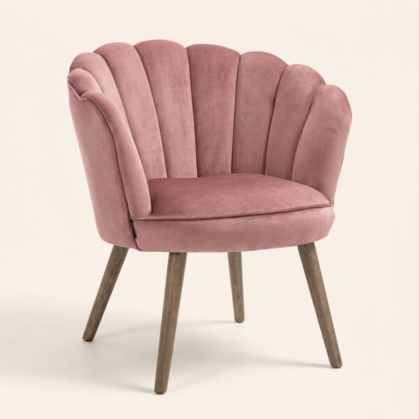 DecHome Poltrona Stile Scandinavo in Velluto Dimensioni 66x72x79 colore Rosa